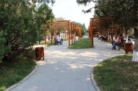 „ახმეტელის თეატრის“ წინ ავტოსადგომის ნაცვლად ახალი სკვერი მოეწყო 