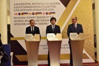 საქართველოს, მოლდოვას და უკრაინის პარლამენტის თავმჯდომარეებმა ერთობლივი პრესკონფერენცია გამართეს